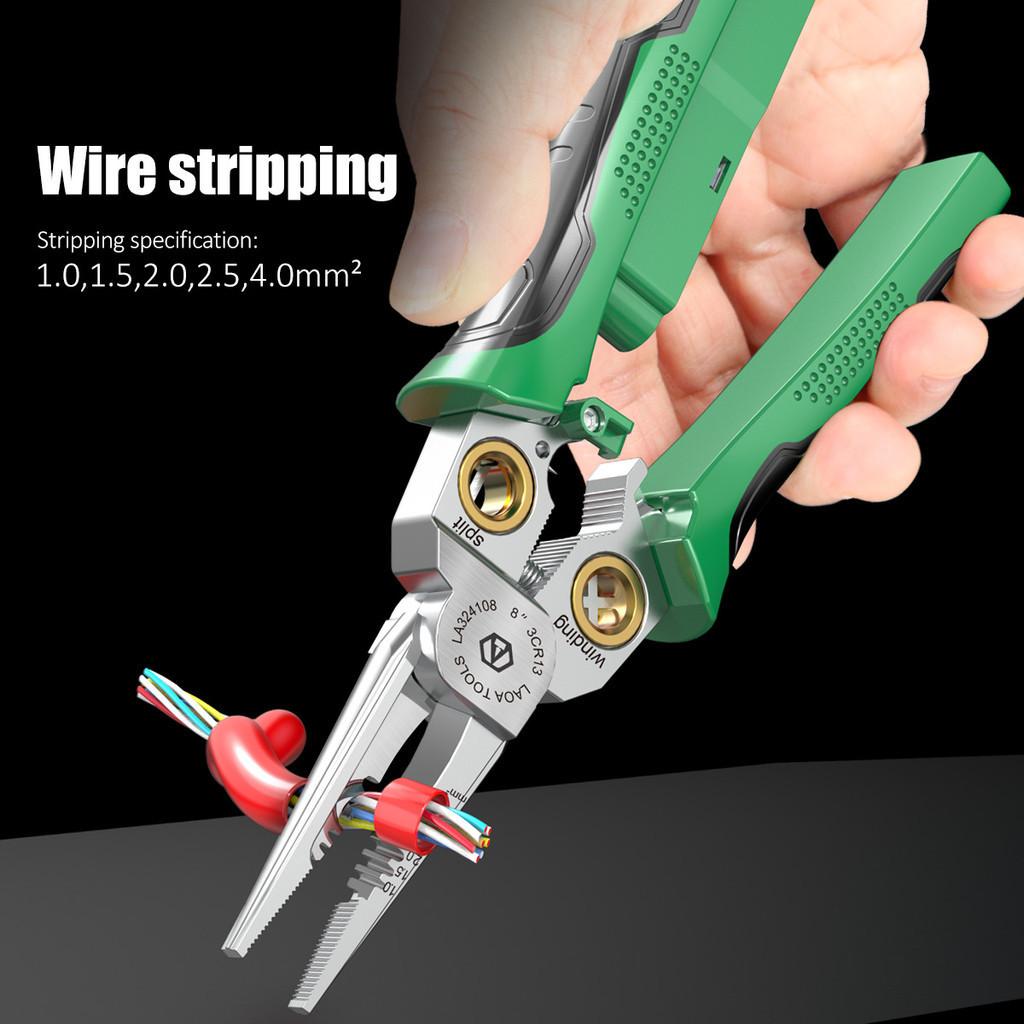 8-in-1 Stainless Steel Wire Stripping Needle Nose Pliers Multi-function Electrician Pliers with Electrical Measurement Hand Tools