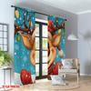 2pcs 2D flat printing Merry Christmas Curtains Cute cartoon reindeer Christmas greeting Digital Printed Polyester Drapes Festive