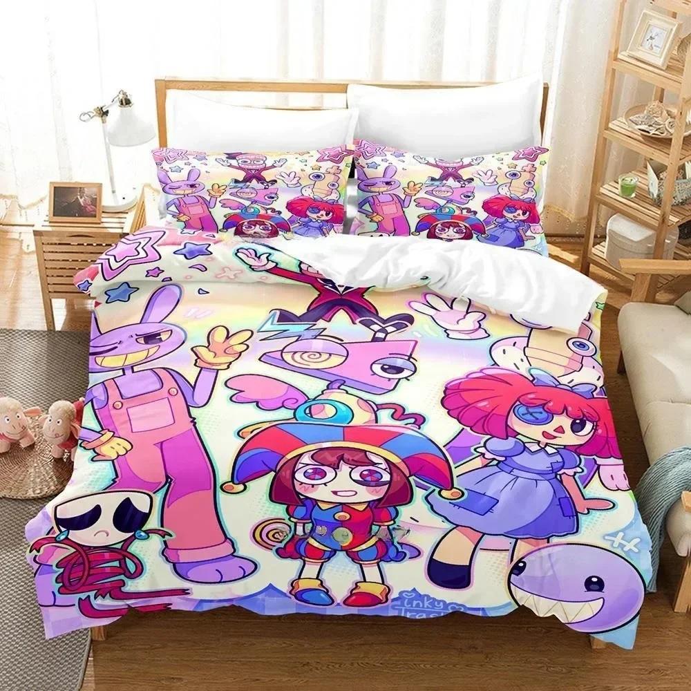 3D Printing The Amazing Digital Circus Bedding Set Cartoon Anime Three-piece Set Adult Kid Bedroom Duvetcover Sets Home Textiles