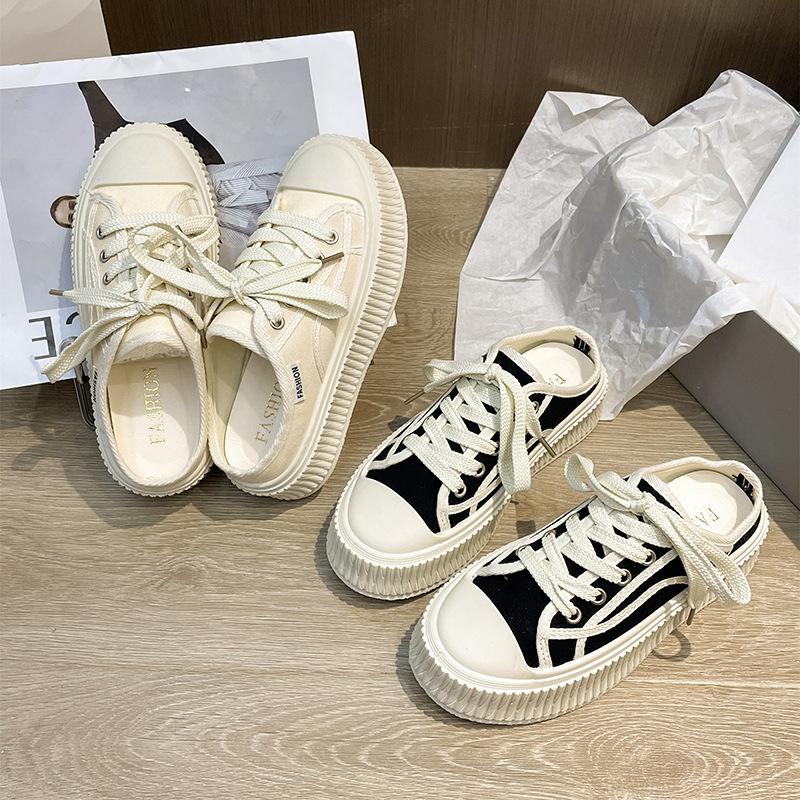 

Internet celebrity slippers women s summer wear 2025 spring new biscuit shoes heelless lazy shoes versatile women s shoes 35 чёрный