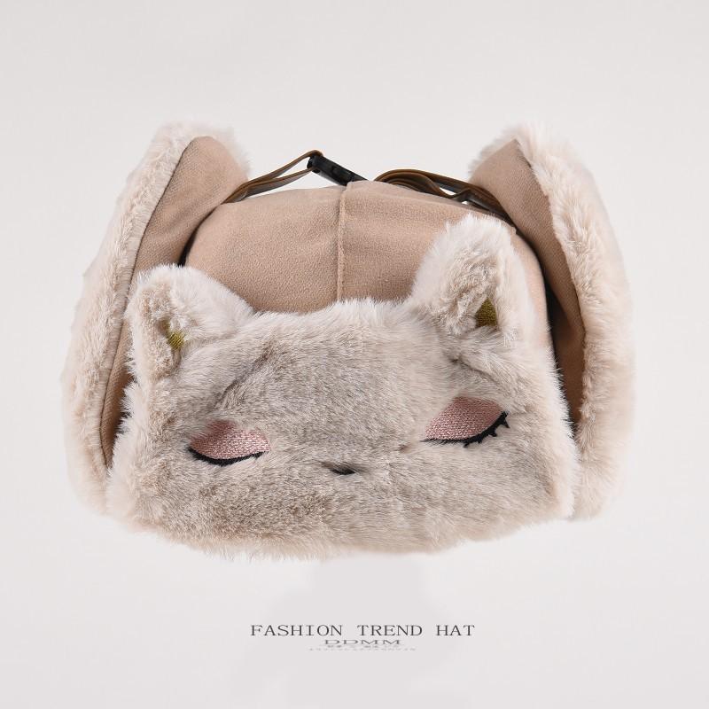 Beaver Cute Thunderhead Cap Female Cartoon Winter Thickening Cold Warm Cap Ear Protection Cycling Cotton Hat