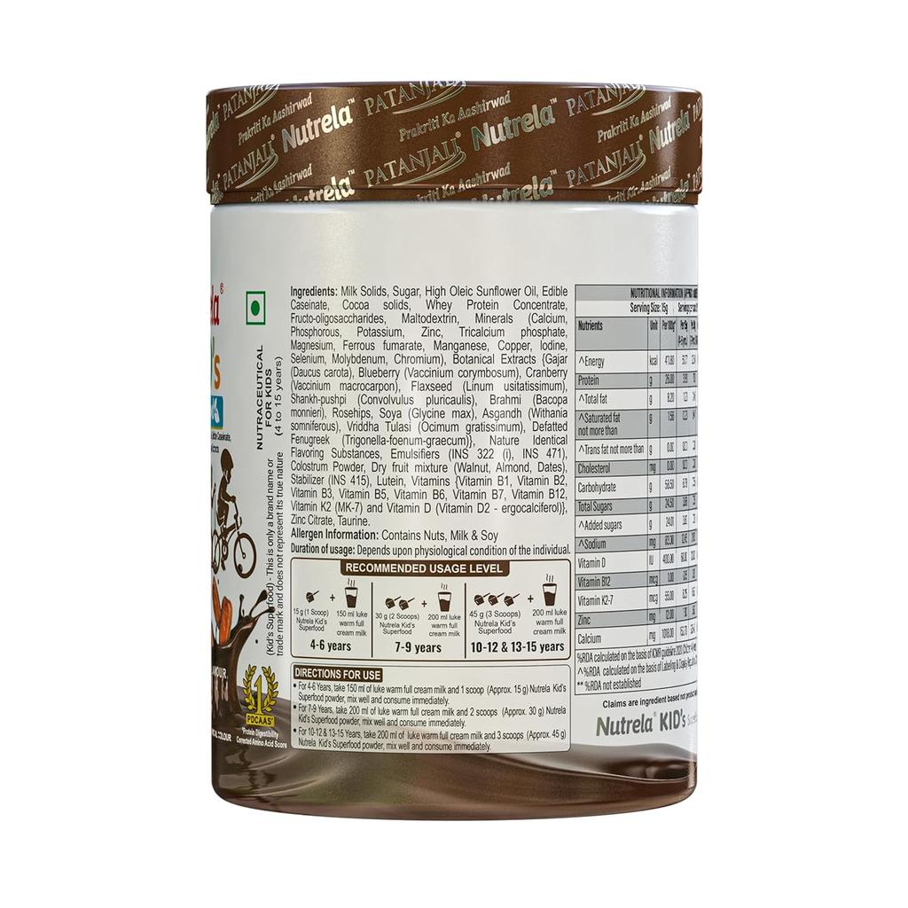 Nutrela Kids Protein Powder Chocolate Flavor 400 G Nutritional Drink Mix For Growing Children Daily Nutrition Support