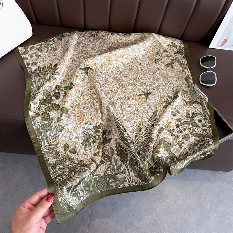 Luxury Designer Print Scarf Women Silk Scarves Square Bandana Hijab Wrap Neckerchief Shawl Kerchief Hair Band Foulard