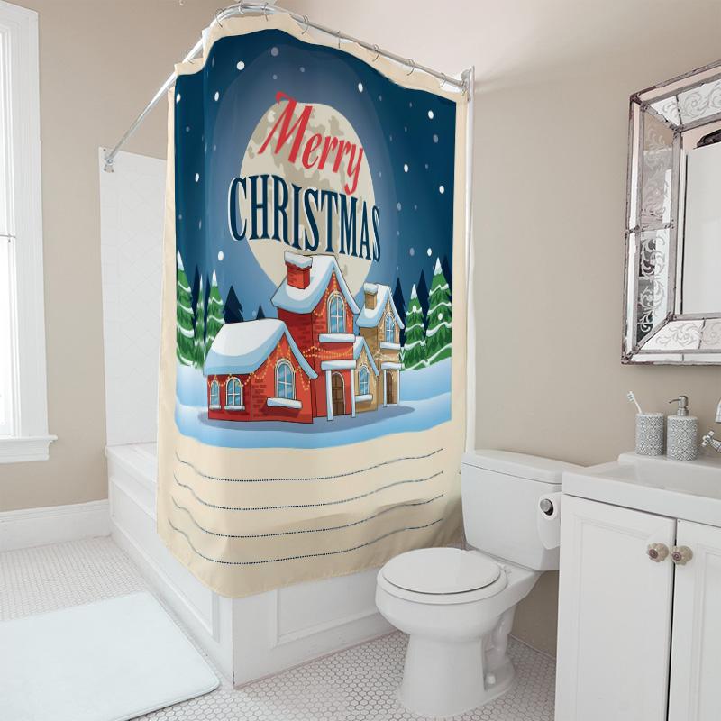 TU Christmas Shower Curtain Festive Holiday Winter Scene Holiday Decor Bathroom Decor Merry Christmas Gift Home Decor Cozy Vibes