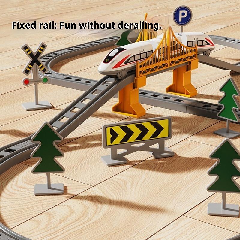 Children'S Electric Train Set With Track Toy Car Assembling Model Gift Educational High Speed Railway Vehicle Playset