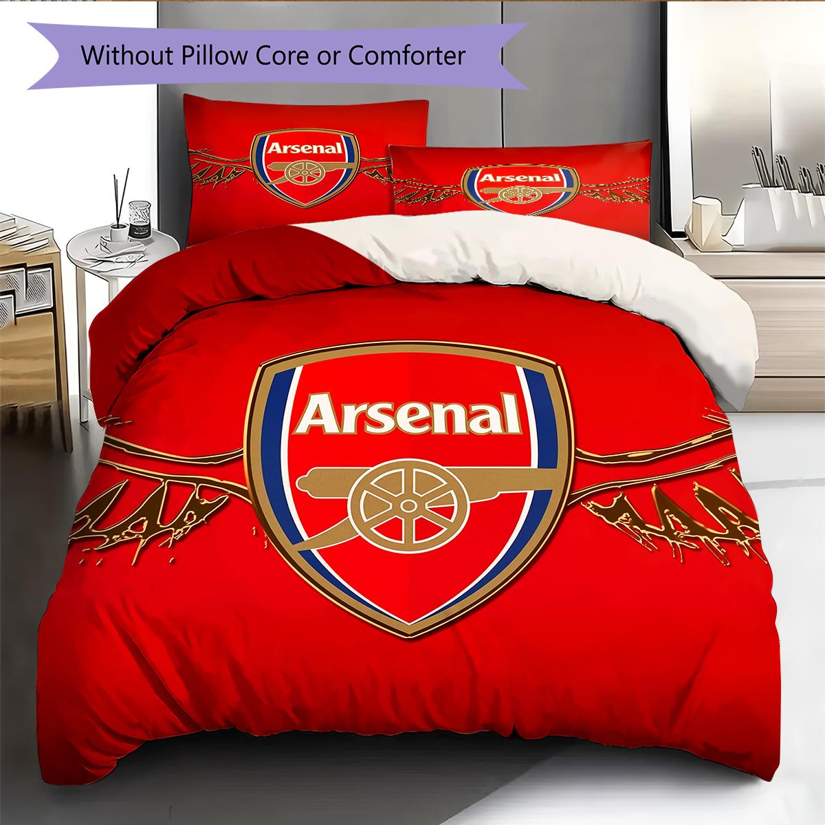 Biancheria da letto con motivo Arsenal Football Club Decorazione per la casa Regalo di compleanno (1 * copripiumino + 2 * federe, senza imbottitura)
