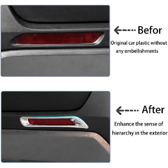 Car Accessories Fit for Toyota RAV4 2019-2024 ABS Exterior Rear Fog Light Lamp Cover Trims (Chrome) 2PCS