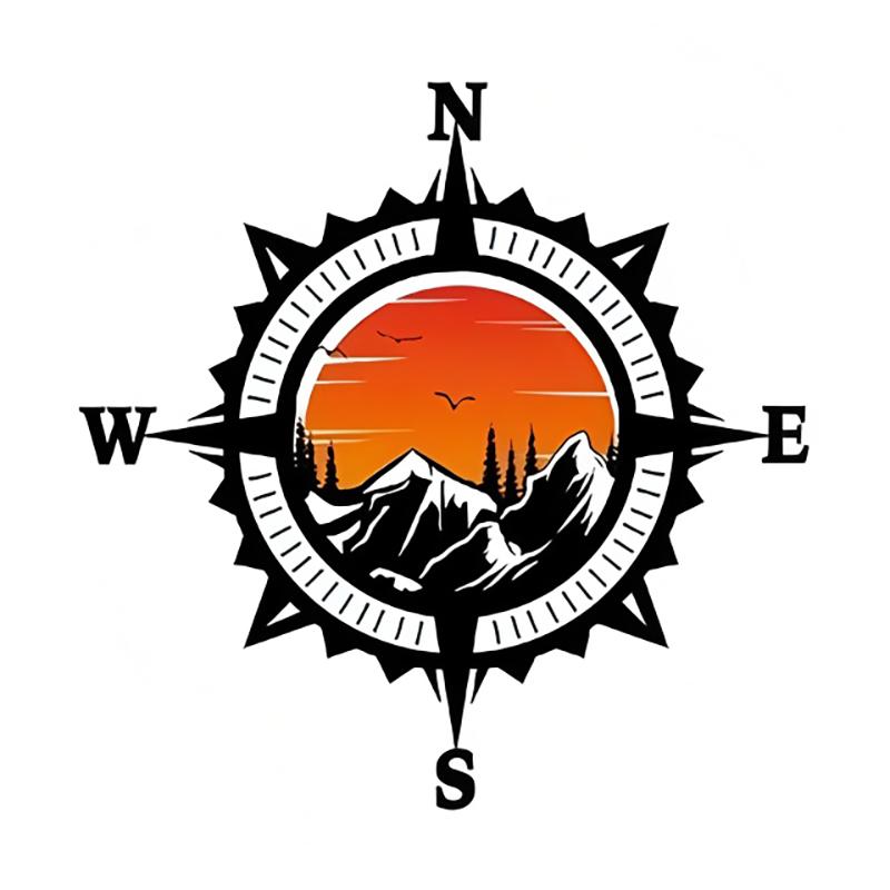 Compass Car Sticker Vinyl Decal Waterproof Rear Window Motorcycle Camper Bumper Truck Laptop Decoration X08