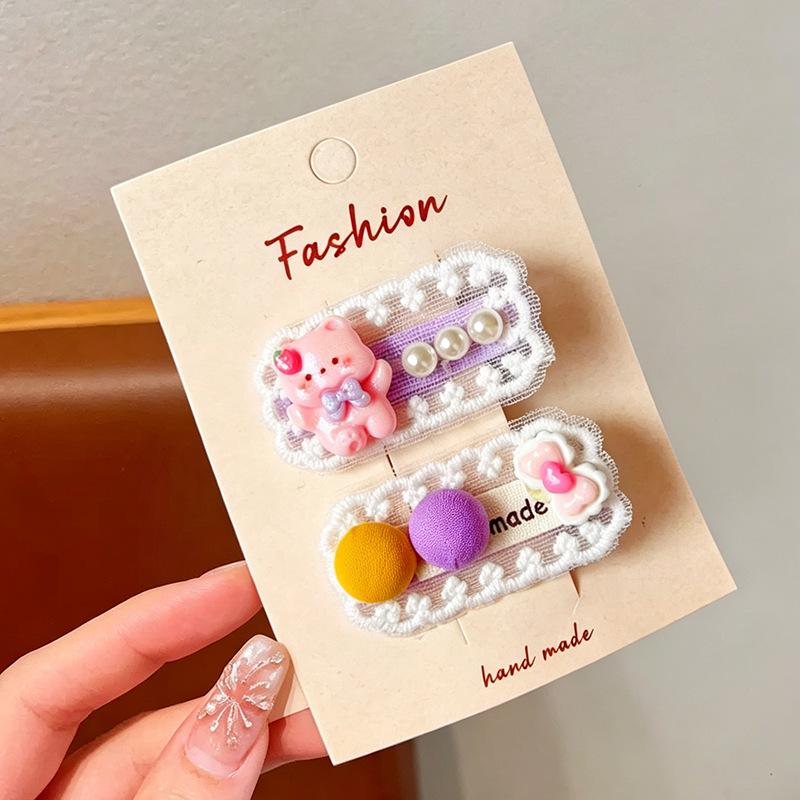 Pink 50-Piece Cute Hair Clip Set: Sweet Girly Japanese Cartoon Bangs Accessories