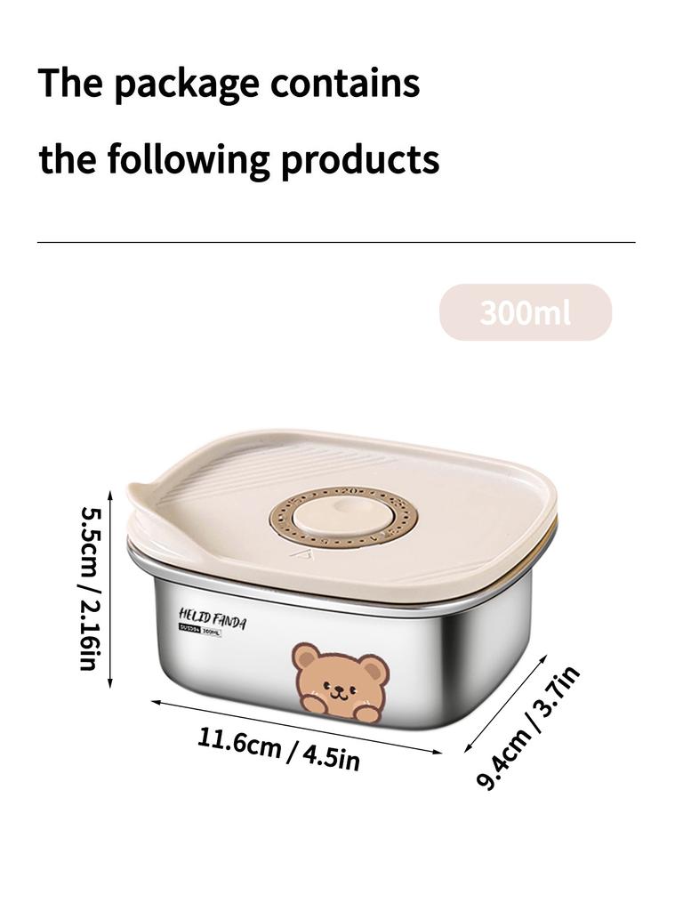 WORTHBUY 304 Stainless Steel Lunch Box Fresh-keeping Box Microwave Heatable Fridge Sealed Storage Box Portable Food Container