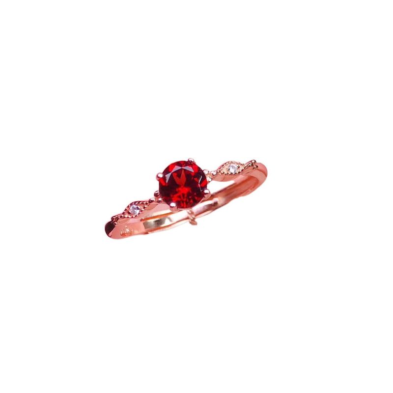 Silver Plated New Arrival Fashion Wind Niche Style Red Zircon Ring Simple and Light Luxury Ring Korean Fashion Temperament Wild