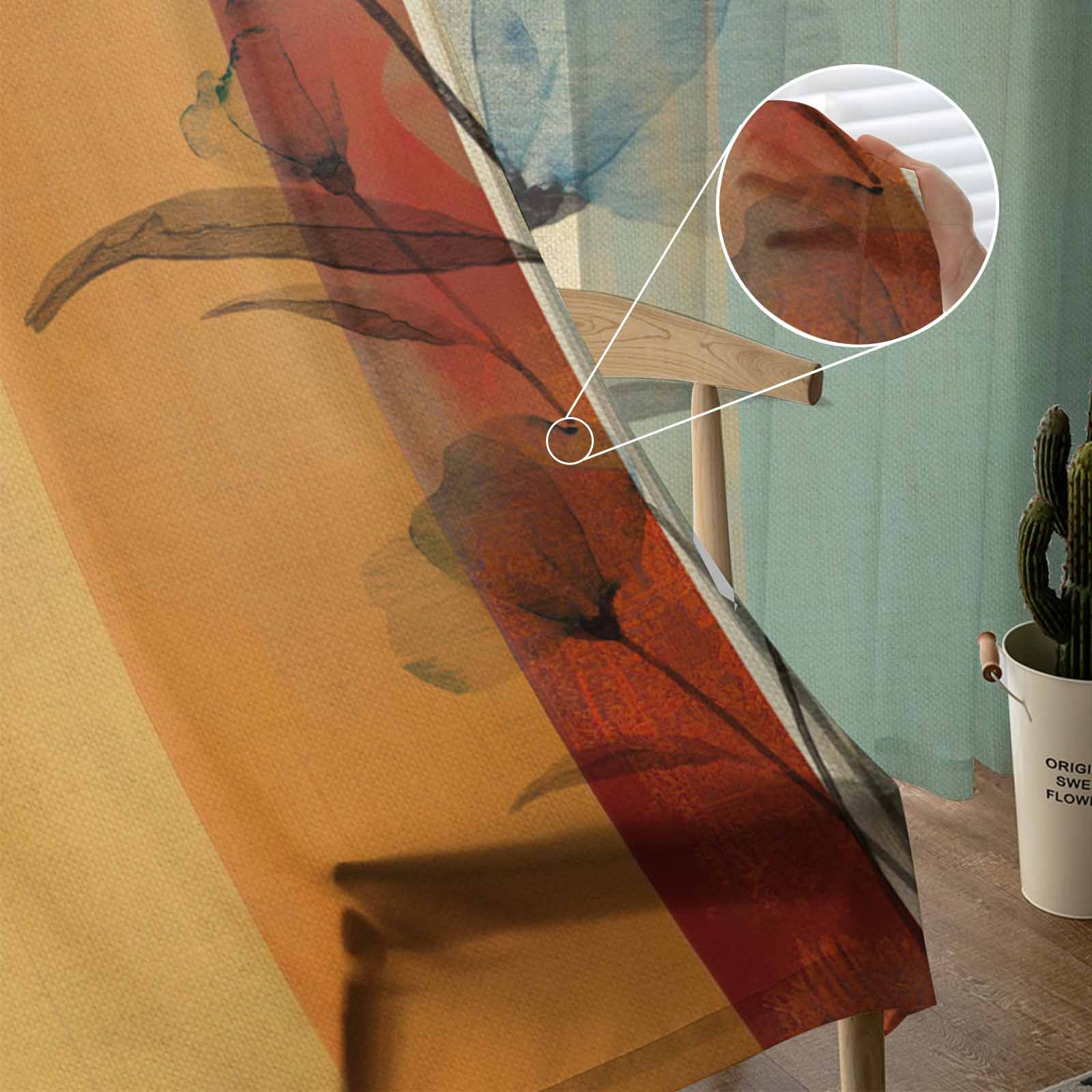 Наложение цветочных полосок тюля на окна для спальни — фото 5