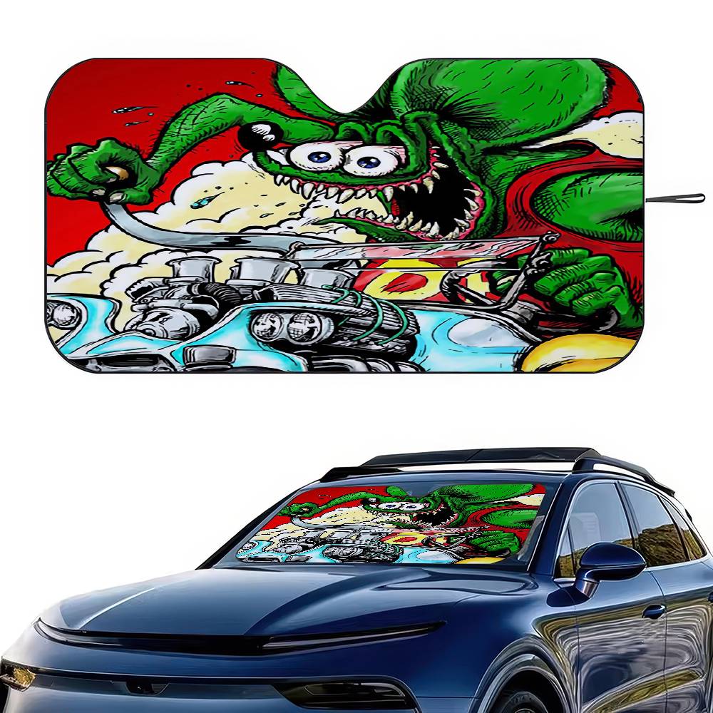 Rat Fink Printed Windshield Sunshade Anime Cute Car Front Windshield 70x130cm Sun Visor Heat Reflector