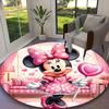 1pc Minnie Mouse Pink Floral Pastel Rug, Digital Printed Home Chair Sofa Mat, Durable Office Round Carpet, Beautiful Festival Decorations