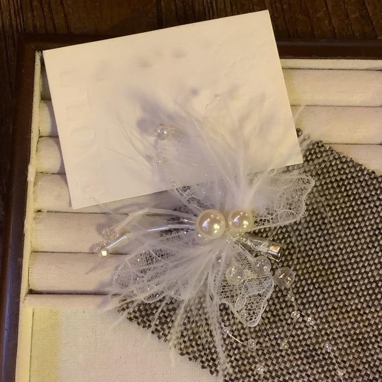 Goose feather butterfly pearl hairpin super fairy sweet niche temperament duck bill clip fashion light luxury bangs side clip hair accessories