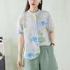 DIMANAF 2026 Plus Size New Summer Women Blouse Shirt Casual Loose Cotton Lady Tops Shirts Short Sleeve Print Floral