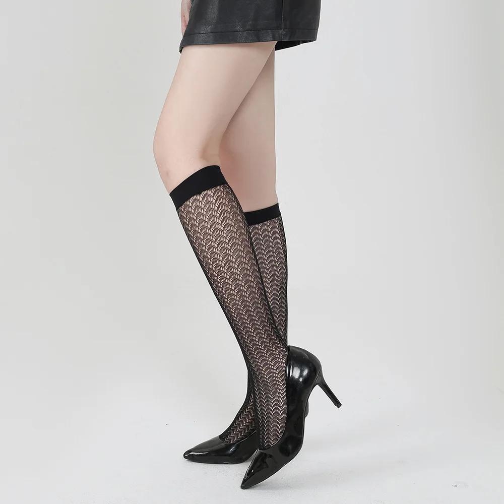 Dark Crew Net Stockings Spring Summer Chic Trendy Mid-Calf Hosiery Airy Comfy Bulk Pricing Black Mesh Socks Fashion Legwear