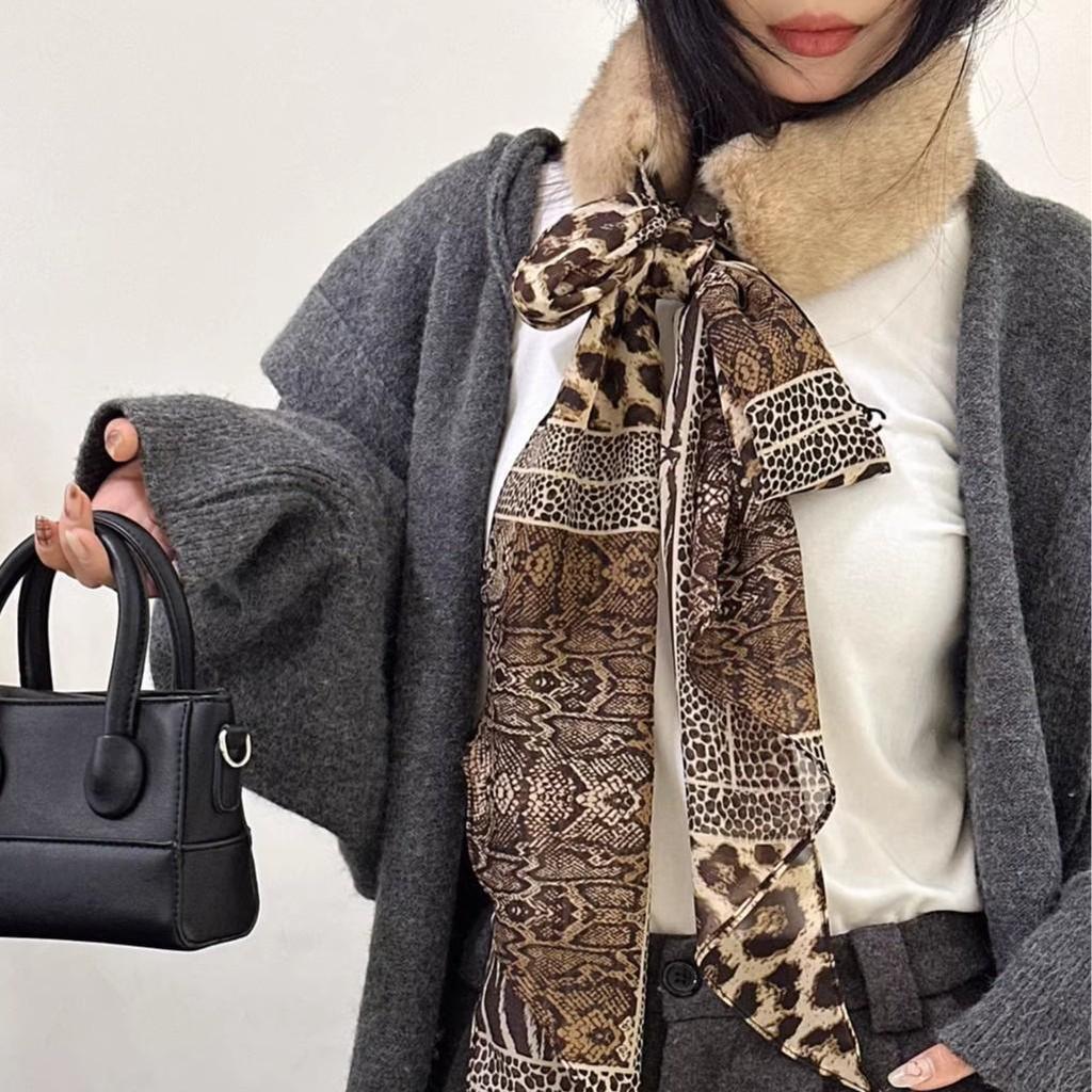 Leopard Print Plush Scarf Necklace - Versatile Retro Y2K Jewelry for Women
