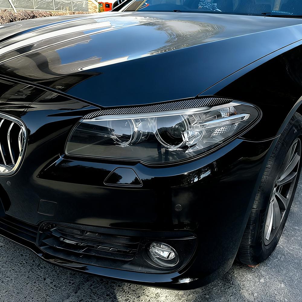For BMW 5 Series F10 F11 2015-2017 ABS Car Headlights Eyebrow Eyelids Trim Cover Cover Accessories Black/Carbon Look