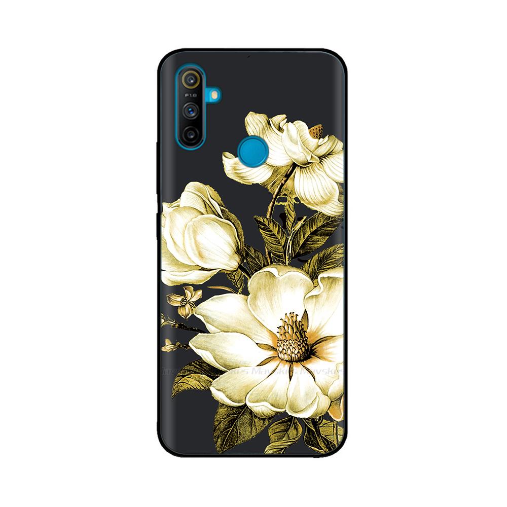 Etui do Realme C3 Miękkie Czarne Silikonowe TPU Wzór Tylna Klapka Do OPPO Realme C3 RMX2020 C 3 RealmeC3 Malowane Etui na Telefon Fundas