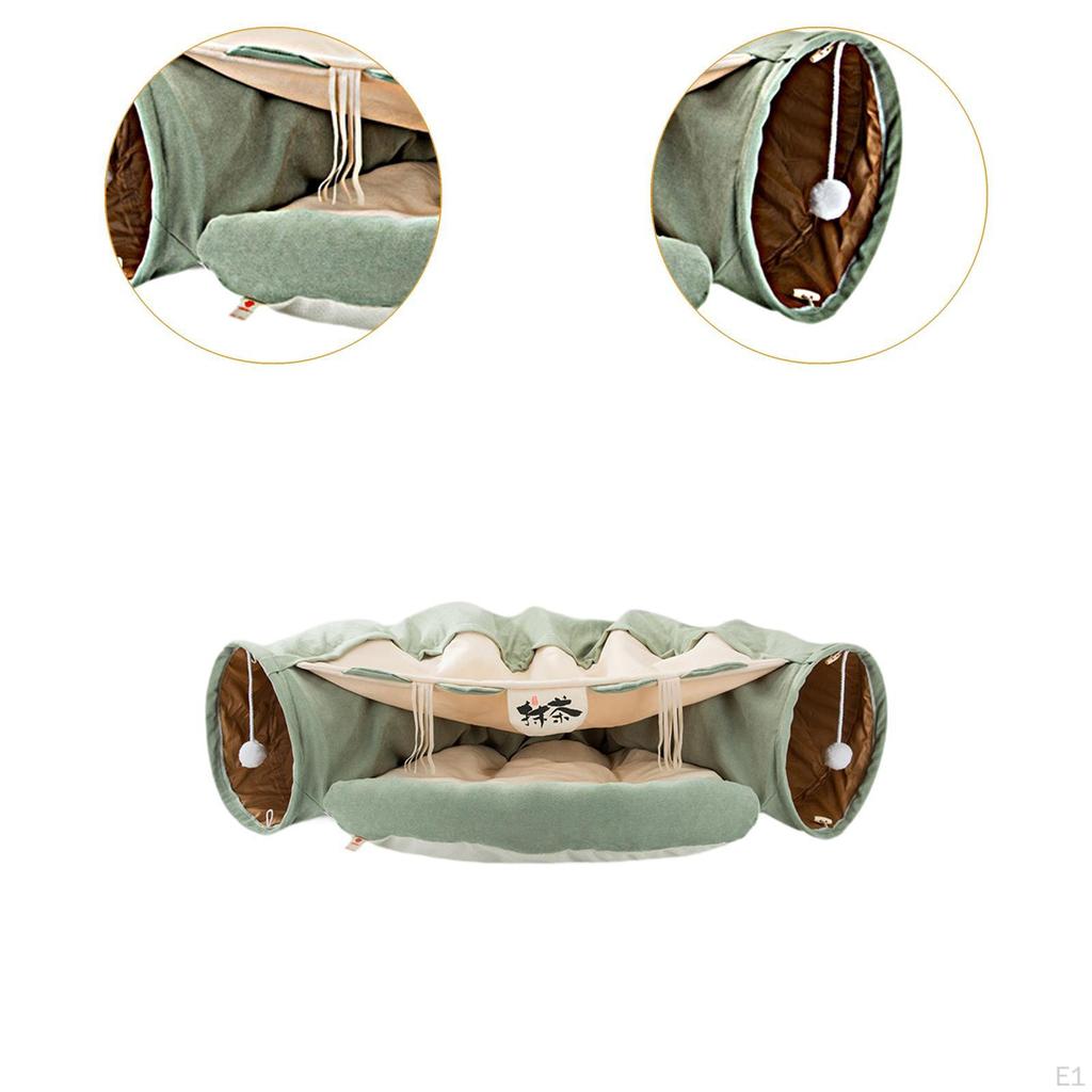 2 In 1 Cat Tunnel Bed Activity Center with Removable Washable Mat for Outdoor