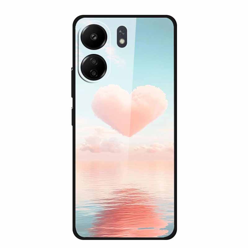 Für Redmi 12C 13C 11A Handyhülle Gehärtetes Glas Harte Abdeckung für Xiaomi Redmi 12 C 13 C 11 A Hülle Bunte Blumen Rückseitenhüllen
