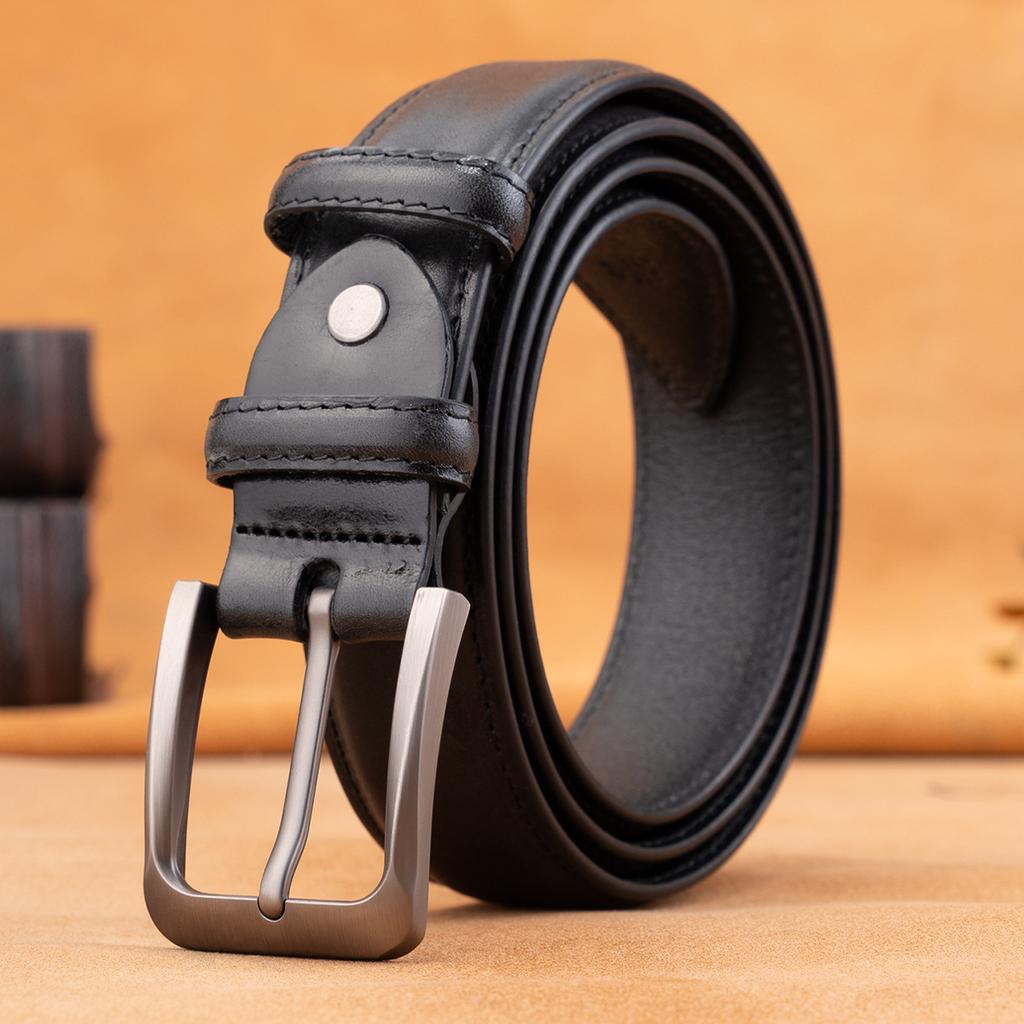 Retro Belt Men'S First Layer Cowhide Genuine Leather Versatile Tree Paste Leather Pin Buckle Belt Young And Middle-Aged Belt