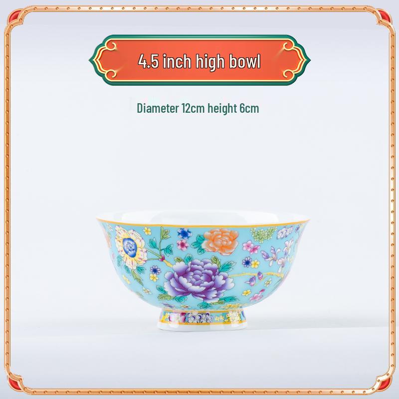 Jingdezhen Ceramic Rice Bowl: High-Foot, Enamel Color, Longevity Design