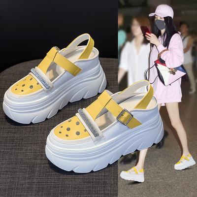 Roman Sandals Women's Summer New Thick-soled Wedge Heel Casual Shoes Inner Height Increase Engraved Breathable Hollow Hole Sandals Women 2025
