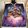 Yorkshire Terrier and Hearts pattern Flannel Blanket, High quality Comfortable for All Seasons, Home Decor, Warmth and Comfort, Perfect for Gifts.