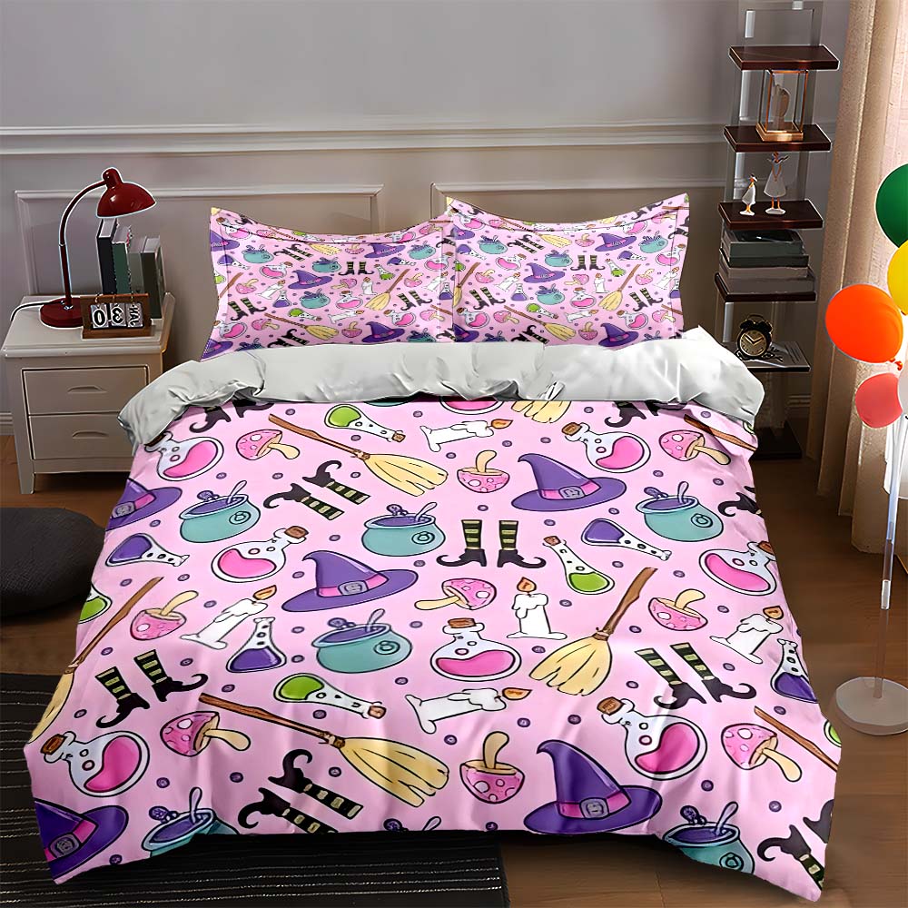 

Whimsical witch elements Bedding Duvet cover sets Duvet covers Pillowcases gifts (1 * Duvet Cover 2 * Pillowcases, without duvet insert) 135x200cm