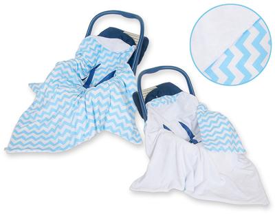 Large Baby Wrap for Stroller Carrier Seat, Double-sided - Chevron Blue and White