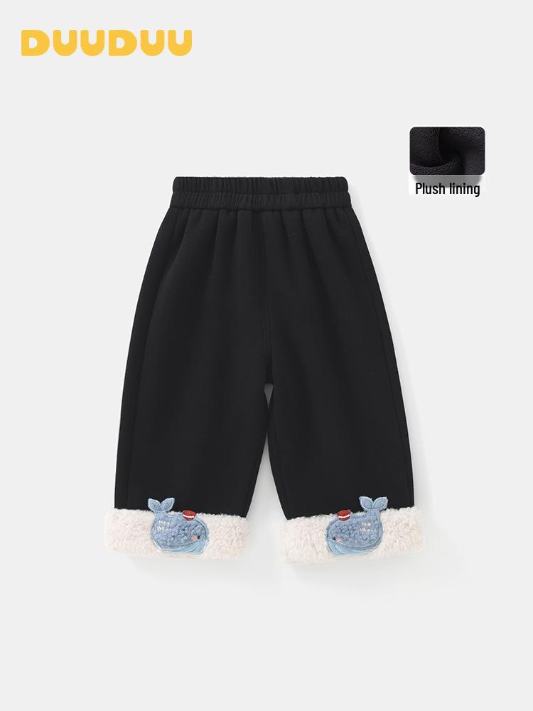 DUUDUU Warm Fleece-Lined Infant Wide-Leg Pants - Girls' Korean Style for Autumn/Winter 2025