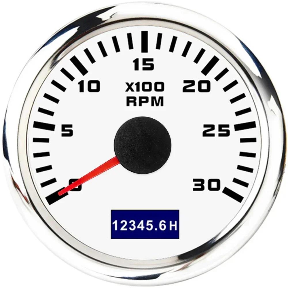 2" 52mm Tachometer 7 Color Backlight Tach Car Gauge Waterproof Digital LCD Hour Meter for Universal 12V24V Car Marine Boat Yacht