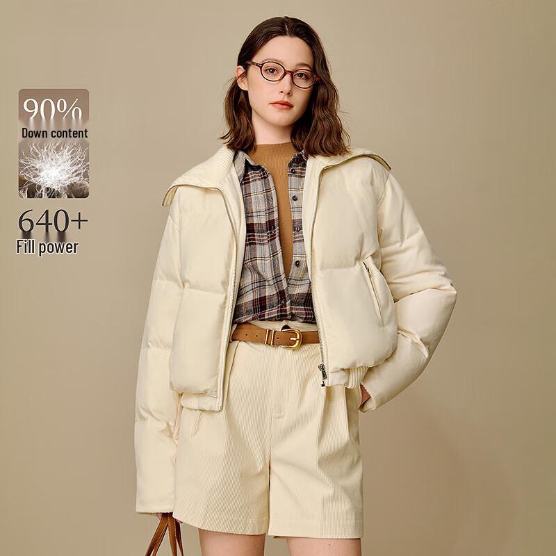 Inman Women's Spliced Knitted Collar Short Down Jacket