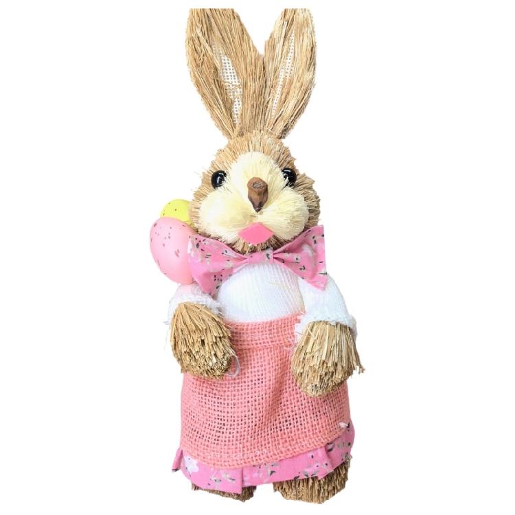 Seasonal Grass Handwoven Easter Rabbit Figure Delicate Handmade Craft Ornament For Holiday Table Centerpieces