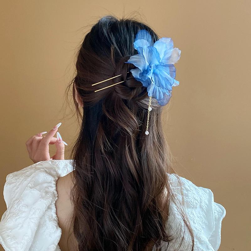 Rote Spinnenlilie Acryl Haarspange: Retro chinesischer Stil Haarschmuck