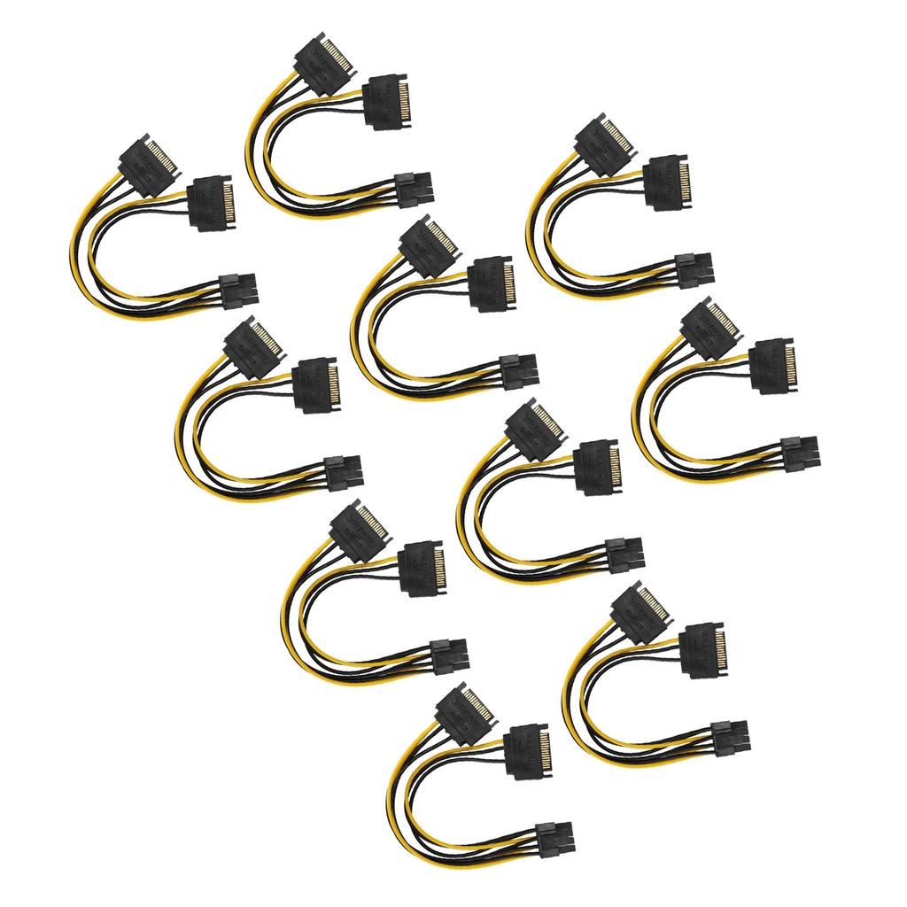10pcs Sata Cable Dual 15pin To Graphics Card 6+2pin Graphics Card 8pin Power Extension Cable for Laptop Desktop