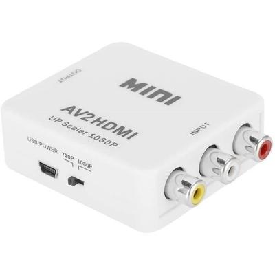 RCA To HDMI Converter, Mini RCA To HDMI Adapter AV2HDMI HD Converter, HDMI Audio Video Converter Supporting A201