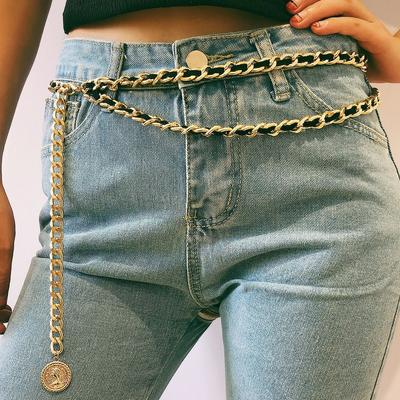 Retro Sexy Mode Mehrschichtige Körperkette, Personalisierte Geometrische Porträtkette Flanell-Taillenkette