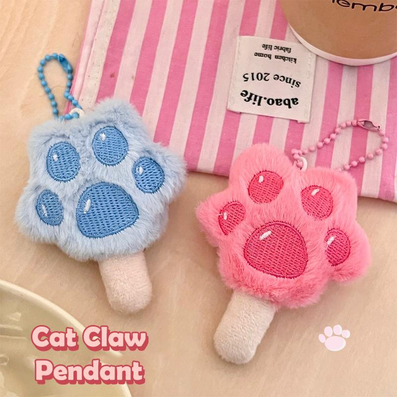 Kawaii Katzenpfote Eis am Stiel Schlüsselanhänger Kreatives Süßes Plüschtier Schlüsselanhänger Mädchenhafte Tasche Anhänger Rucksack Hängende Dekoration Schöne Geschenke