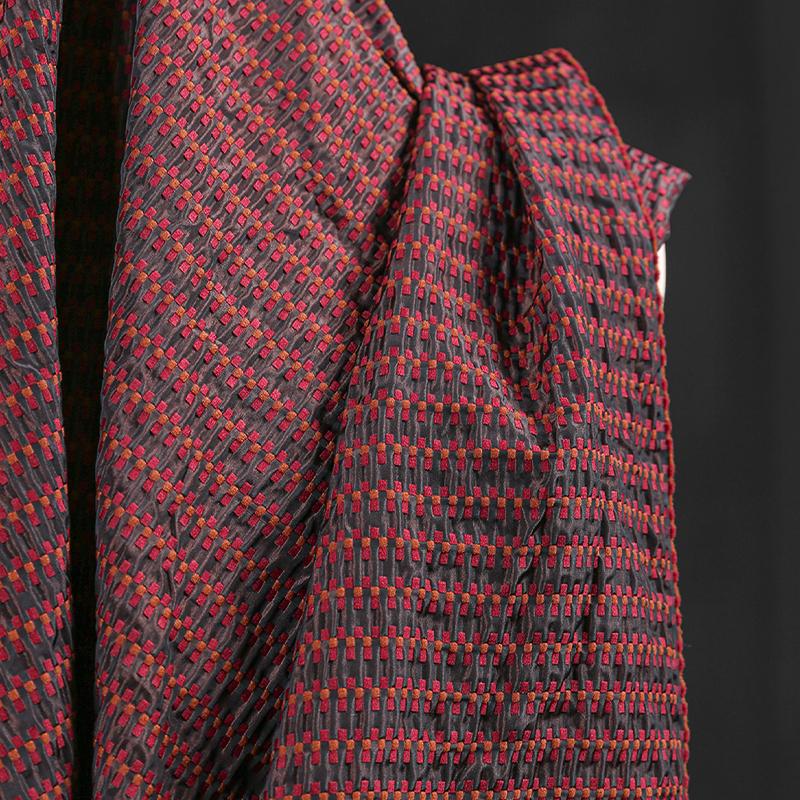 Retro Red And Black Particle Woven Plaid Jacquard Fabric 3D Texture Silhouette Creative Diy Fashion Garment Designer Fabric