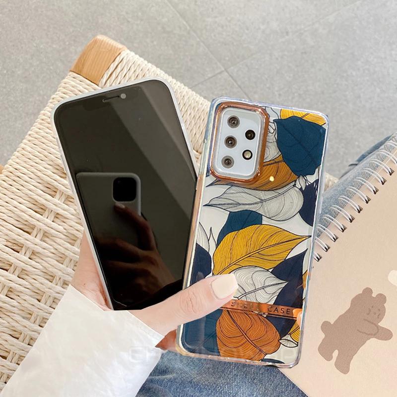 Painted Phone Case For Samsung Galaxy S20 S21 S30 Plus Ultra FE Transparent Flower Cover Soft TPU Shockproof Case For Samsung A12 A52 A72 5G