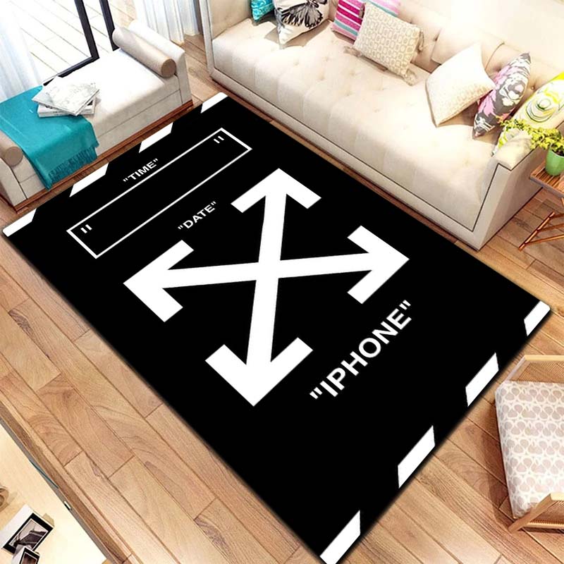

Streetwear Cross Arrow Print Flannel Floor Rug Non Slip Warm Plush Carpet Mat for Bedroom Living Room Home All Season Decoration 40x60cm