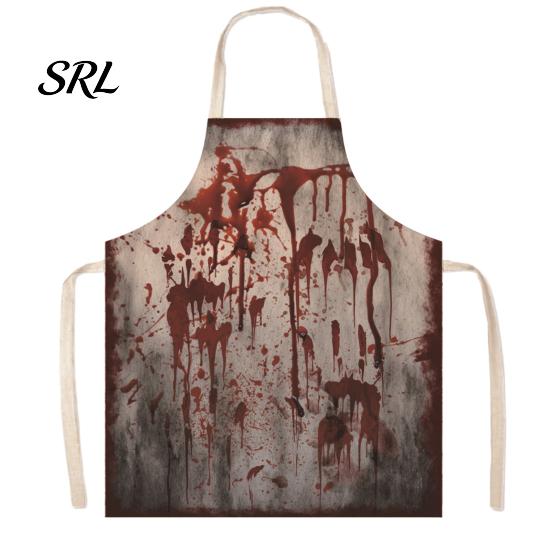 Halloween Theme Photography Butcher Apron with Realistic Blood Stain, Washable Protective Work Apron, Novelty Barbecue Horror Costume Prop for Cosplay