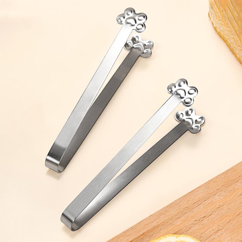 Stainless Steel Mini Food Clips For Sugar Cubes Ice Cube Tweezers Cute Baking Pastry Cake Decoration Candy Dessert Clips
