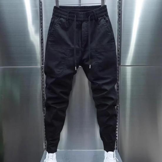 Pánské Cargo Kalhoty Volné Stahovací šňůrka na kotníky Pružný pas Jednobarevné Více kapes Fitness Streetwear Outdoor Cestování Sportovní kalhoty