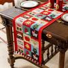 Polyester Christmas Table Runner Cartoon Pattern Snowflake Pattern Table Flag Santa Claus Pattern Multi-Color Tassel