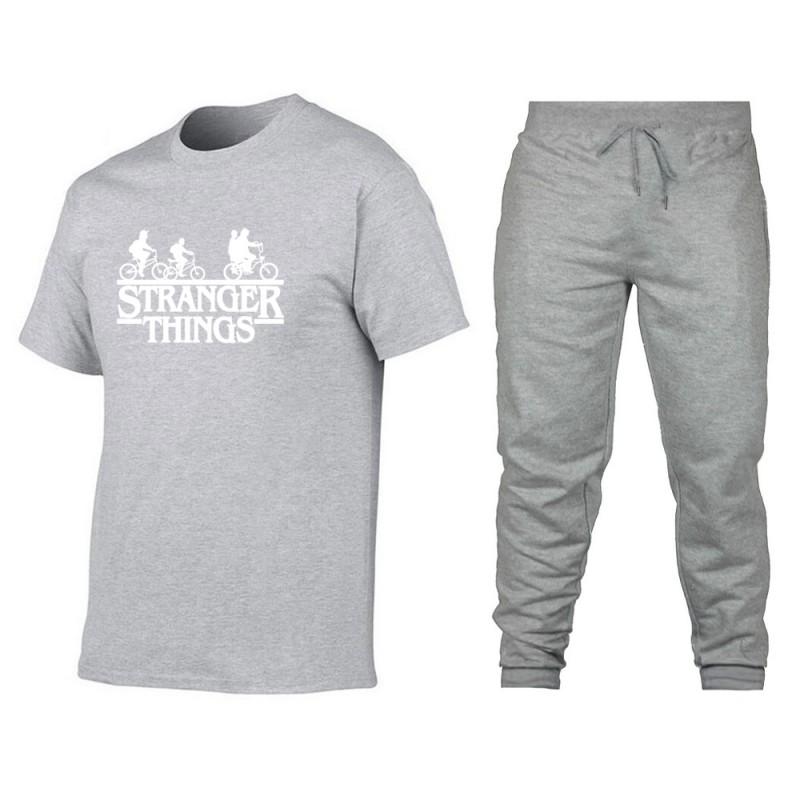 Mens Cotton Short Sleeve T-Shirt Pants Set Casual Sportswear Outfit Teens Young Adults