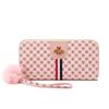 New Contrasting Color Women's Wallet Casual Printing Bee Label Change Bag Hairball Decoration Medium and Long Clutch Bag